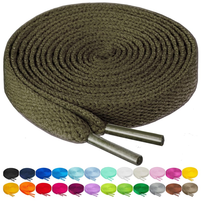 Birch Shoelaces in 27 Colors Flat 5/16" Shoe Laces in 4 Different Lengths (56" (142cm), Camouflage Green) - Image 1